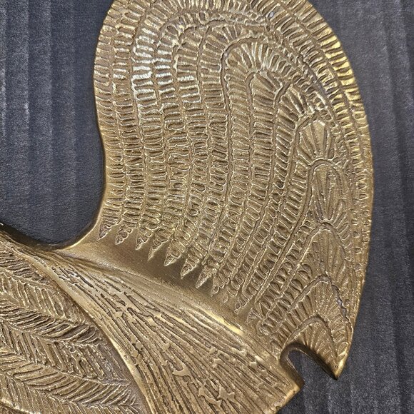 Vintage Solid Brass Rooster Wall Plaque 10" Tall - Picture 4 of 8